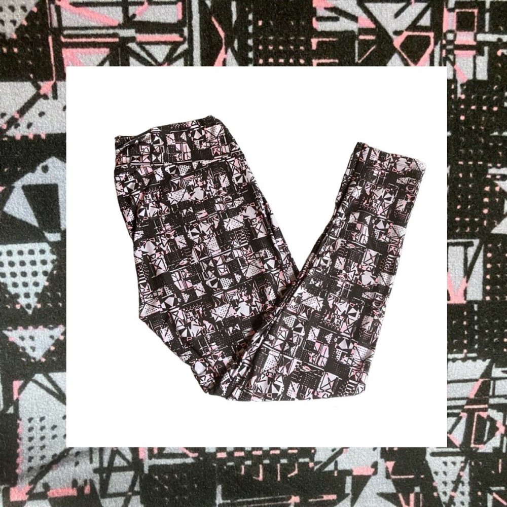 LuLaRoe TC Leggings Tall & Curvy New Black Pink Grey Gray Geometric Abstract